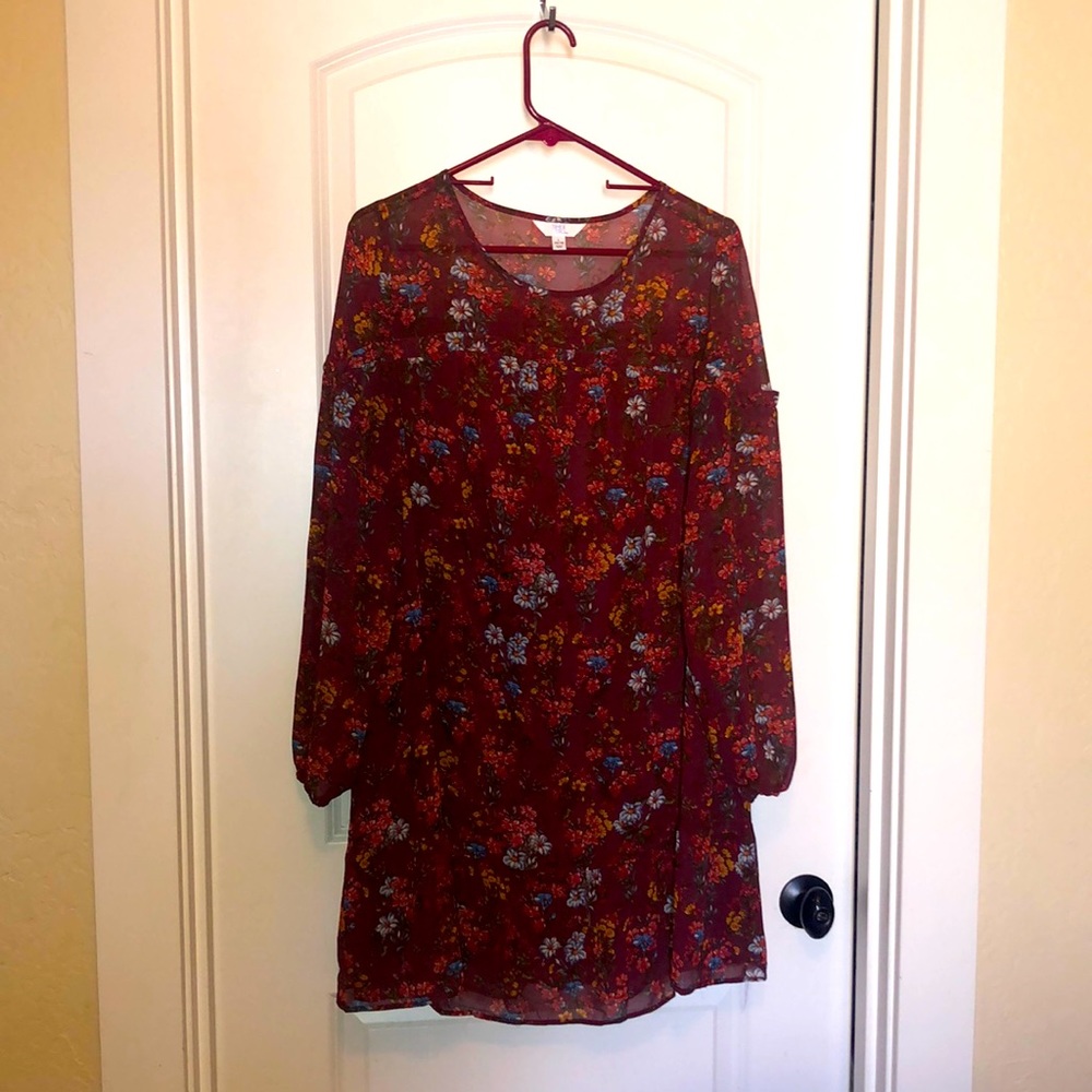 Fall colors flouncy mini dress. Worn once.